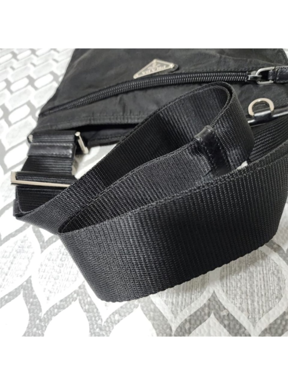Authentic PRADA Nylon Vela Small Flat Messenger Bag Black - Picture 10 of 13